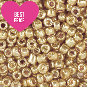 Perles de rocailles 8/0 (3mm) Dor&eacute; brillance m&eacute;tallique