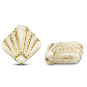 Perles tch&egrave;ques diafan 17mm Blanc cass&eacute;-dor&eacute;