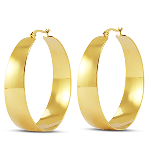 Boucles d'oreilles / cr&eacute;oles en acier Inox Dor&eacute;