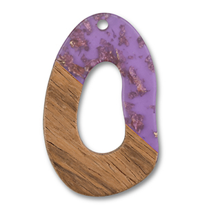 Pendentifs en bois irr&eacute;guli&egrave;res Violet transparent-dor&eacute;-marron