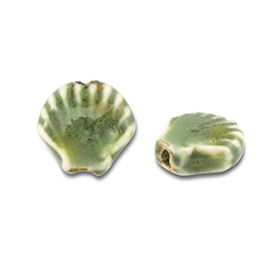Perles en c&eacute;ramique coquille Vert clair