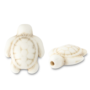 Perles en c&eacute;ramique tortue Blanc cass&eacute;