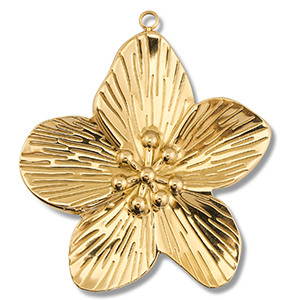 Breloques en acier Inox fleur Dor&eacute;