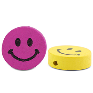 Perles en bois smiley Multicolore