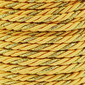 Cordon tendance torsad&eacute; 3mm Jaune-dor&eacute;
