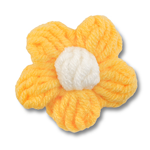 Fleur au crochet Jaune-blanc cass&eacute;