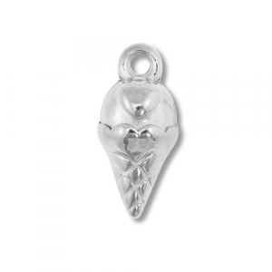 Breloques en acier Inox sucette de glace Argent&eacute;