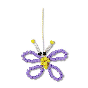 Pendentifs en perles de verre papillon Violet-jaune-noir
