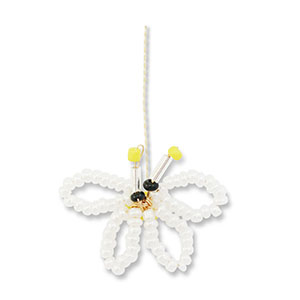 Pendentifs en perles de verre papillon Blanc-jaune-noir