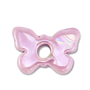Perles en c&eacute;ramique DQ grecque papillon Lilas