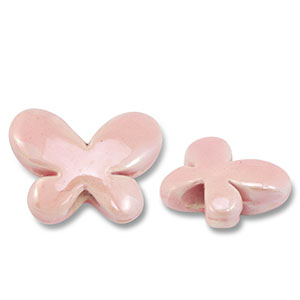 Perles en c&eacute;ramique DQ grecque papillon Rose clair