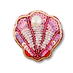 Broches coquille Multicolore rose-rouge-blanc-dor&eacute;