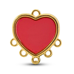 Breloques en m&eacute;tal DQ avec 6 anneaux Rouge-Dor&eacute; (sans nickel)