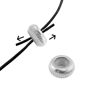 Appr&ecirc;ts en acier Inox perles stoppeur avec motif 10mm Argent&eacute;