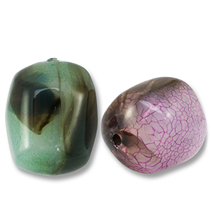 Perles acryliques ovale Multicolore marron-vert-violet