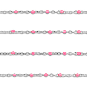 Appr&ecirc;ts en acier Inox cha&icirc;ne maille jaseron 1mm Argent&eacute;-rose