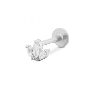 Piercing d&rsquo;oreilles en acier Inox feuille Argent&eacute;