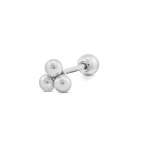 Piercing d&rsquo;oreilles en acier Inox avec boules Argent&eacute;