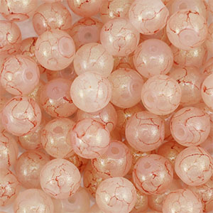 Perles en verre avec pailletes 6 mm Rose poudr&eacute;-dor&eacute;