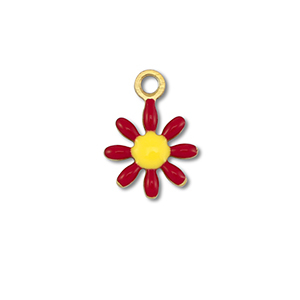 Breloques en acier Inox fleur Dor&eacute;-rouge fonc&eacute;-jaune