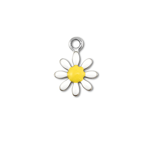Breloques en acier Inox fleur Argent&eacute;-blanc-jaune