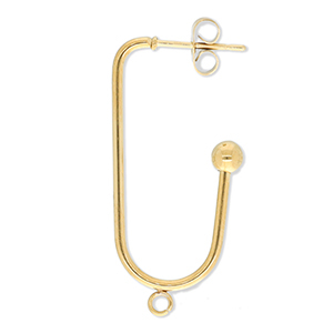 Appr&ecirc;ts en acier Inox boucles d'oreilles / puces d&rsquo;oreilles oblong ovale avec anneau Dor&eacute;