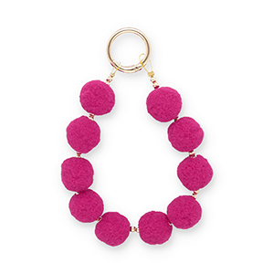 Porte-cl&eacute;s pompom Rose magenta-dor&eacute;