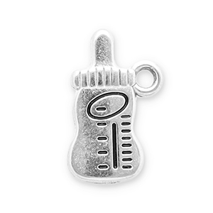 Breloques en acier Inox biberon Argent&eacute;-noir