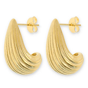 Boucles d'oreilles / puces en acier Inox goutte Dor&eacute;