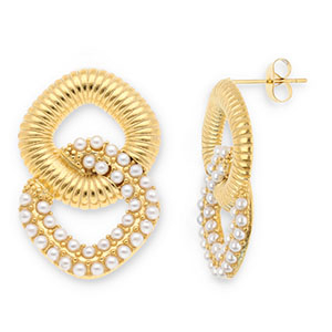 Boucles d'oreilles / puces en acier Inox Dor&eacute;-blanc