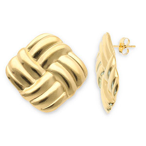 Boucles d'oreilles / puces en acier Inox carr&eacute; Dor&eacute;