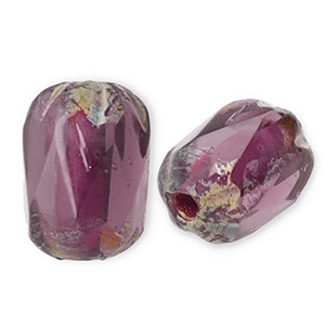 Perles tch&egrave;ques FPB ovale 6x4mm Amethyst-dark travertin