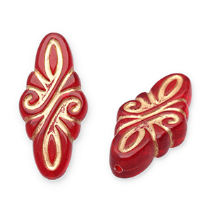 Perles acryliques rhombe arabesque Rouge-dor&eacute;