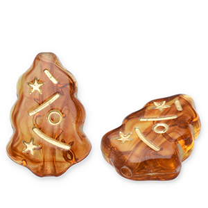 Perles acryliques sapin de No&euml;l Marron cognac-dor&eacute;