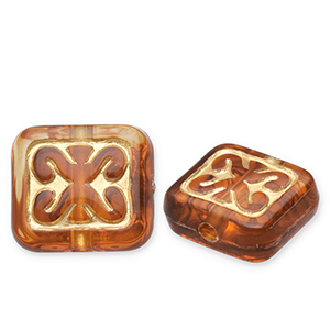 Perles acryliques rectangle Marron cognac-dor&eacute;
