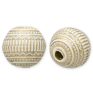Perles acryliques rond Blanc cass&eacute;-dor&eacute;