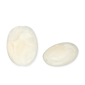 Perles acryliques ovale Blanc cass&eacute;-blanc