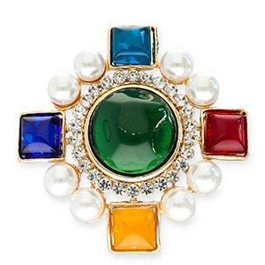 Broches accroche-regard rhombe Dor&eacute;-multicolore