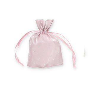 Sachet &agrave; bijoux en satin avec strass Violet mauve-argent&eacute;