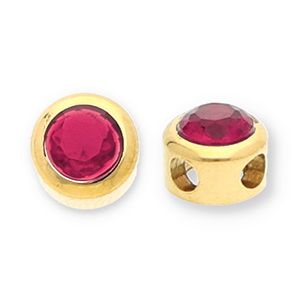 Perles en acier Inox disque Heishi avec strass Dor&eacute;-rose fonc&eacute;