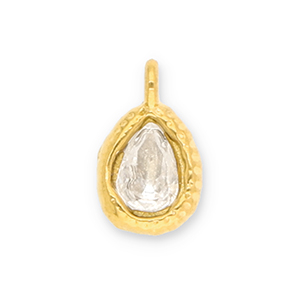 Breloques en acier Inox goutte avec une facette Dor&eacute;-transparent