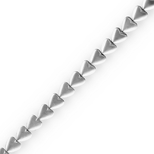 Perles h&eacute;matites c&oelig;ur Argent&eacute;