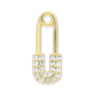 M&eacute;tal TQ laiton breloques goupille de s&eacute;curit&eacute; Dor&eacute;-transparent