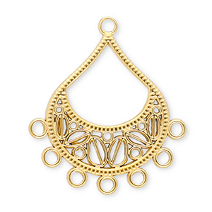 Appr&ecirc;ts en acier Inox breloques goutte avec 7 anneaux Dor&eacute;