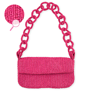 Sac &agrave; main avec perles en verre Fuchsia