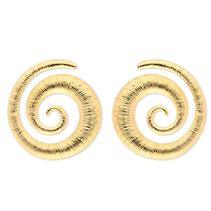Boucles d'oreilles / puces en acier Inox spirale Dor&eacute;