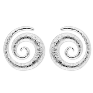 Boucles d'oreilles / puces en acier Inox spirale Argent&eacute;