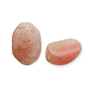 Pierres semi-pr&eacute;cieuses Agate ovale Rouge corail-blanc