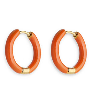 Boucles d'oreilles en acier Inox cr&eacute;oles &eacute;maill&eacute;e 17 mm Orange marron-dor&eacute;