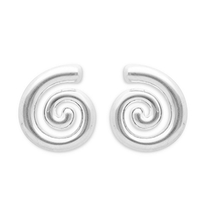 Boucles d'oreilles puces en acier Inox spirale Argent&eacute;